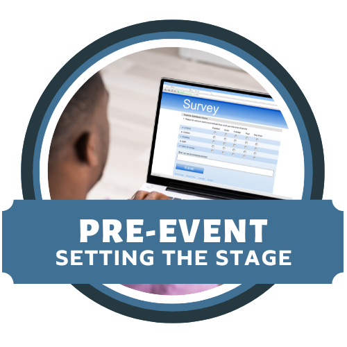 Attendees reviewing a digital agenda before a corporate retreat, representing pre-event planning for engagement.