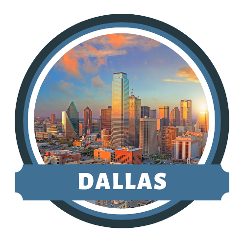 The iconic Dallas skyline at twilight