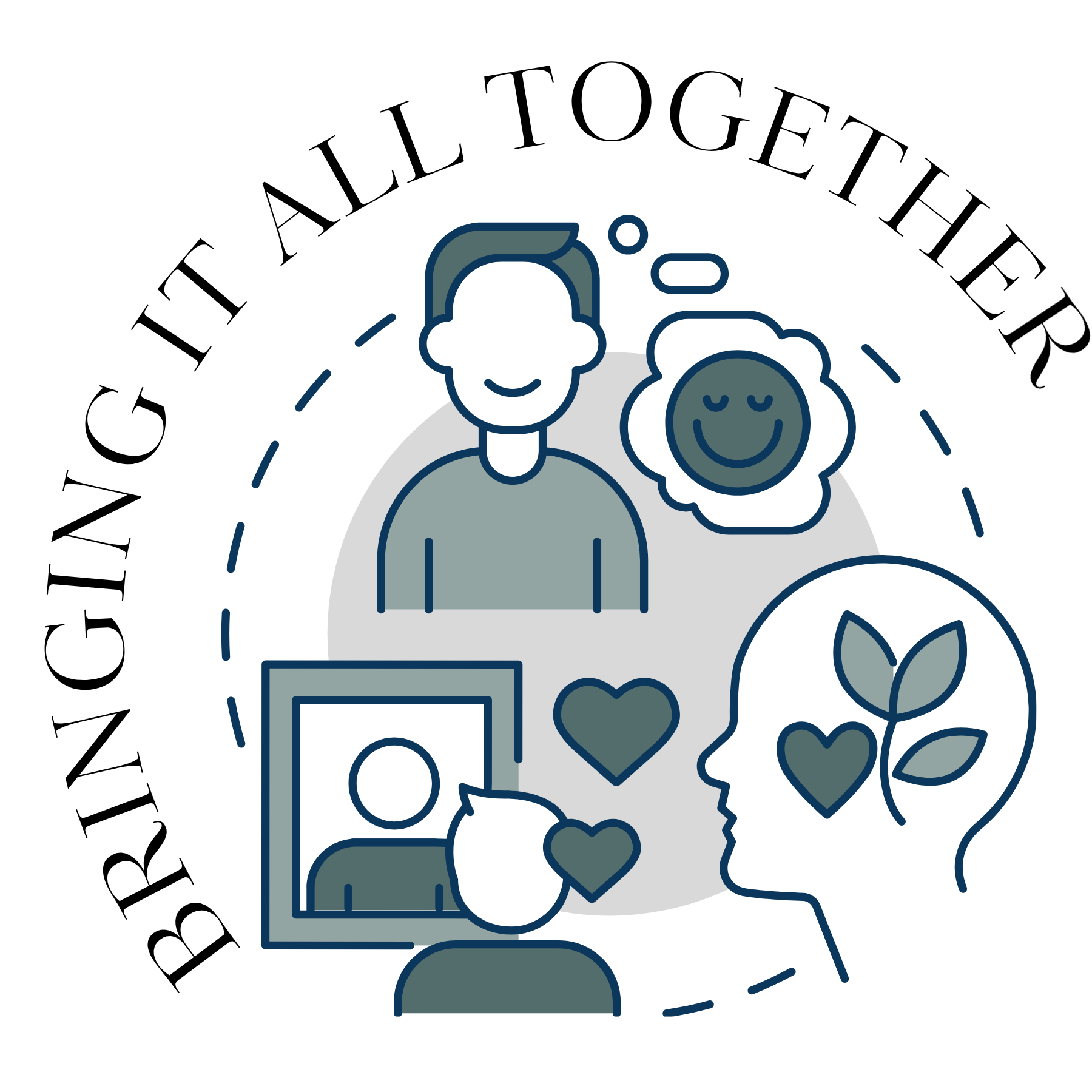 Illustration showing all elements of a meeting theme coming together